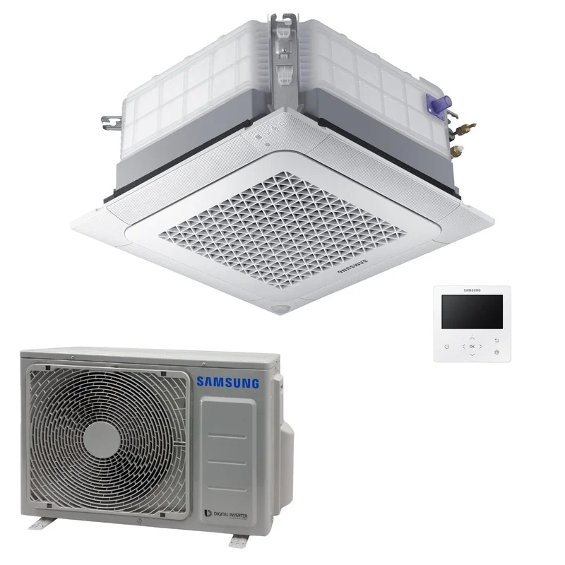 Condizionatore Samsung Cassetta 4 Vie Mini WindFree commerciale 12000 BTU inverter A++ unità esterna 3,5 kW
