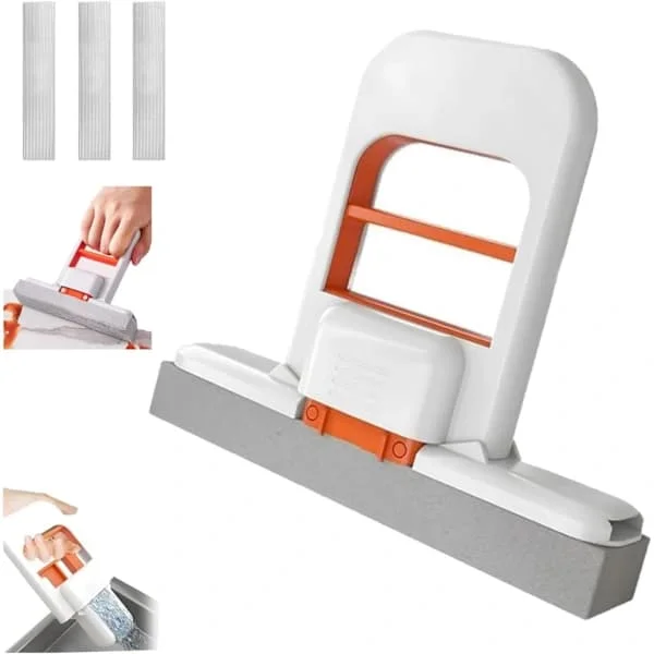 2026 New Mini Foldable Desk Mop, Mini Mops for Small Spaces with Self-Wringing Handle - Portable Small Mops for Bathroom & Kitchen Counters