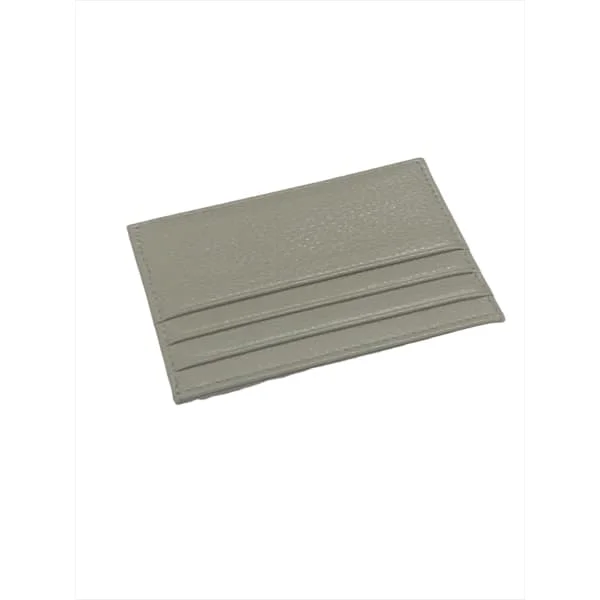 Slim Genuine Leather Card Holder Wallet with 6 Card Slots, Grey