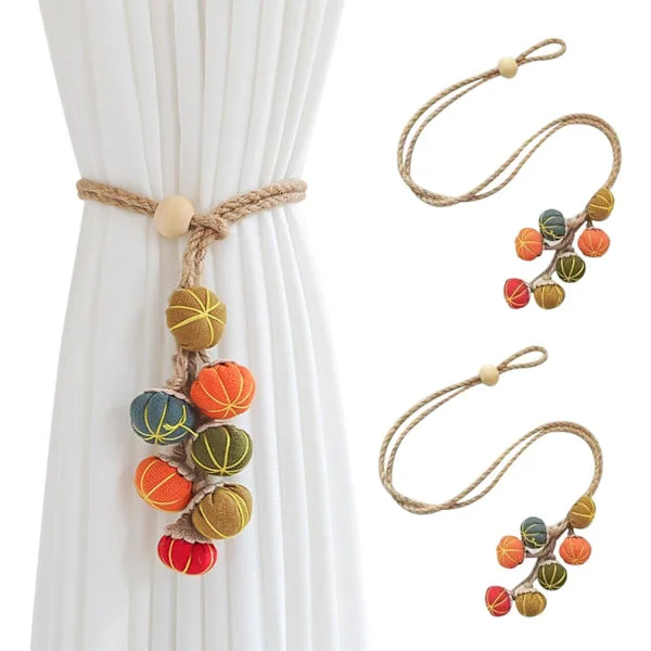 Set med 2 gardinomtag, bohemiska gardinomtag, pumpa-spett gardinomtag, fashionabla gardinomtag, gardinfästen för hem, kontor