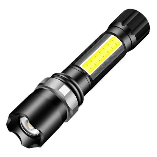 LED Ficklampa 200 Lumen Super Stark Ficklampa Zoombar Uppladdningsbar Ficklampa Med 4 Lägen Kraftfull Handhållen Ficklampa
