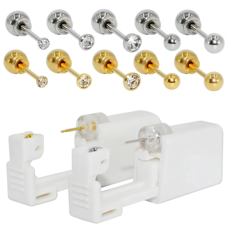 AliExpress - 1PC 316L acier chirurgical oreille Stud jetable stérile Piercing Stud avec boule sûre boucle ensemble Piercing pistolet corps Piercing 