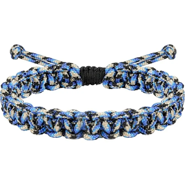 Herr Nautisk Rep Armband, Handflätat Fallskärmsrep Armband, Justerbart Vattentätt Armband Negro azul