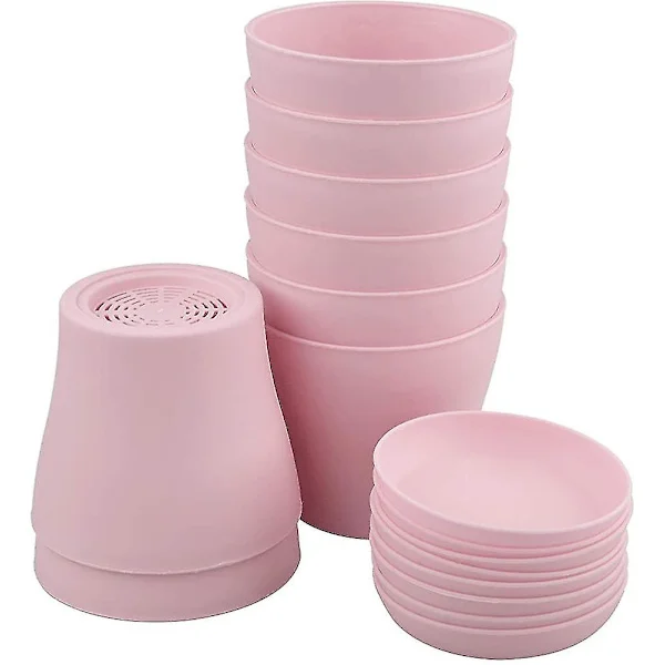 8 stk 4" rosa små plantepotter i plast, innendørs plantepotter for kontor