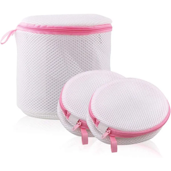 Laundry Net, 3 Cylindrical Laundry Bags with Zipper