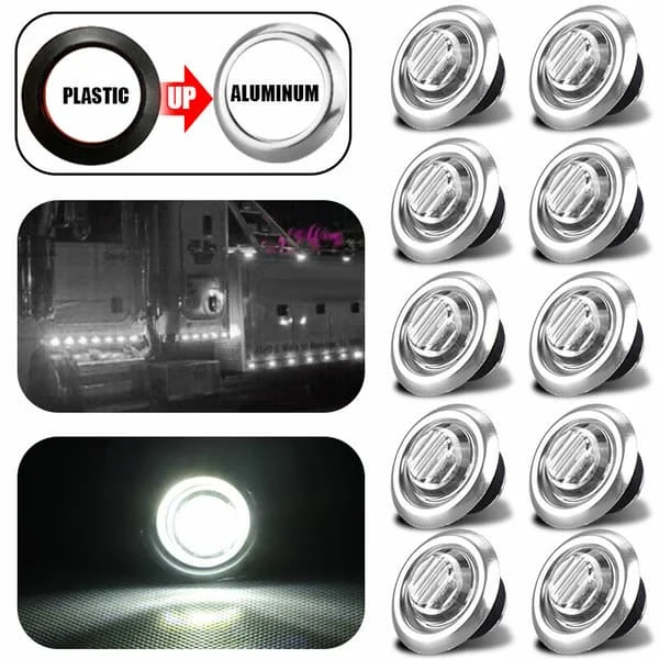 10 stk 3/4 " 12V Markeringslys LED Lastebil Tilhenger Bobil Rund Sidekule