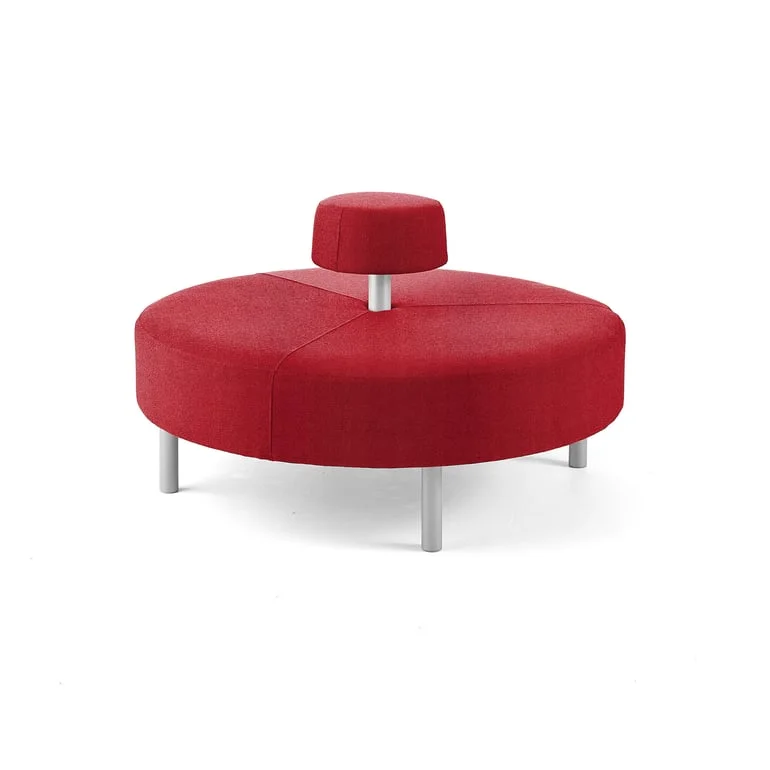 Ottoman DOT with rounded backrest, Ø 1300 mm, Medley fabric, red