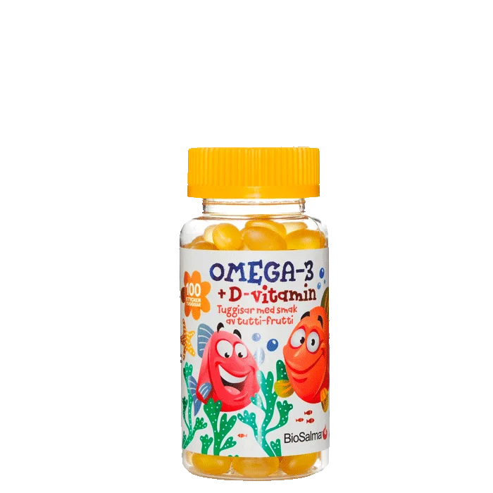 BioSalma Omega-3 + D-vitamin Barn 100 st tuggisar