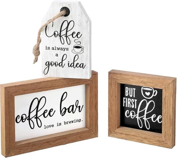 Kaffebar Dekorskilt Gårdshus Kaffebar Treskilt Men Først Kaffe Treskilt Mini Rustikk Kaffe Trebord Midtpunkt Kaffe Etasjefat Dekor