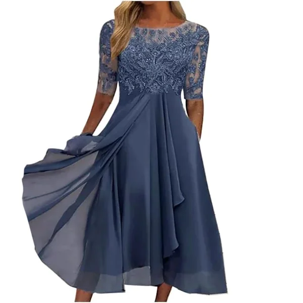 Mekko Cut-out Pitkä Morsiusneitomekko Juhlamekko (Sininen L)