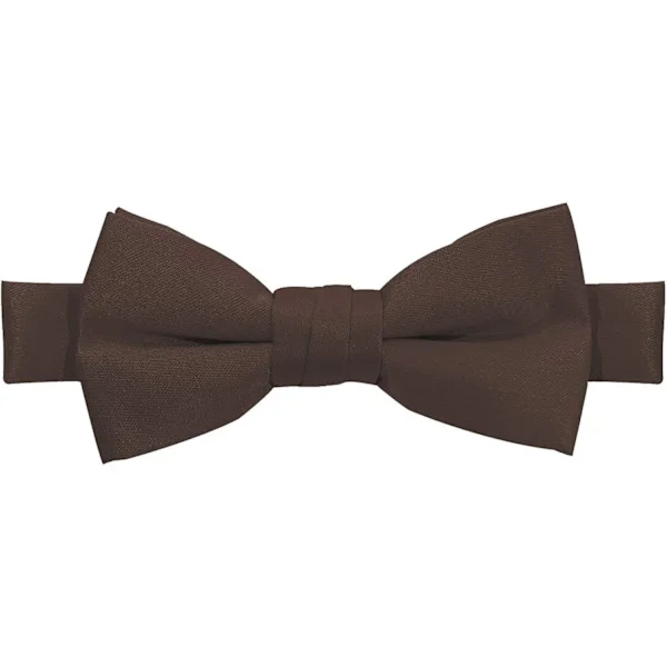 Boys' Pre-Tied Adjustable Solid Color Bow Tie, Brown