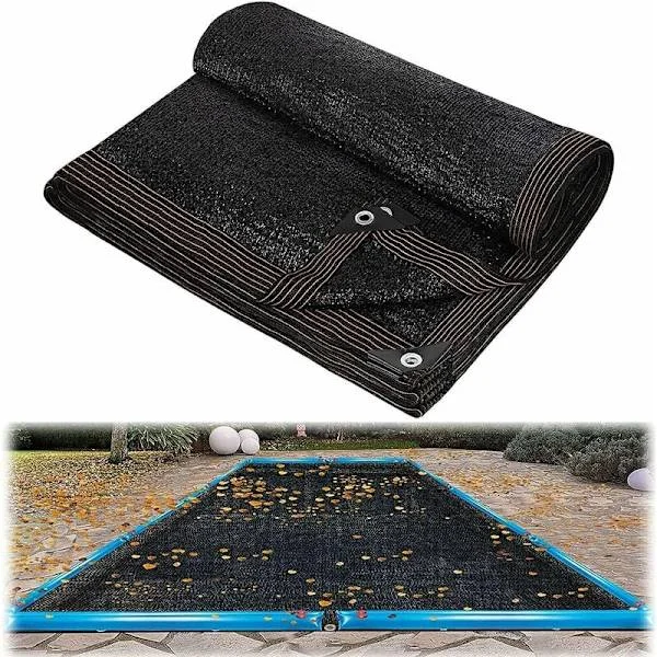 Lövnätsskydd för rektangulär pool ovan mark poolskyddsskydd blockerar fallna löv och skräp utomhus 10 x 10 fot (3 x 3 m)