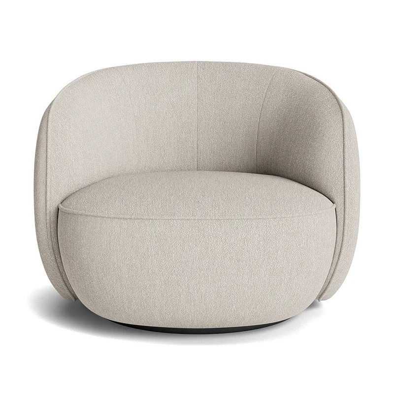 Marseille Sessel, Drehfunktion, Fusion Beige, nordischer Minimalismus, französische Raffinesse, ovale abgerundete Form, Design Sessel, 74cm