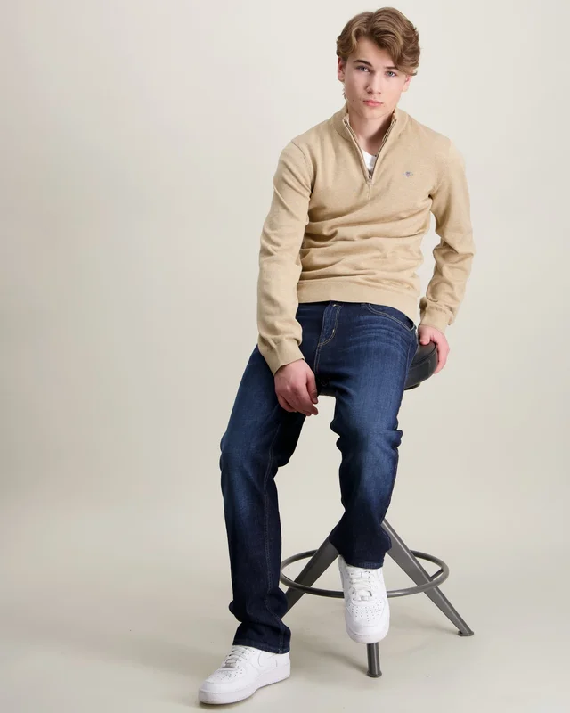 GANT Shield Cotton Half Zip Sweater Beige Genser Gutt - Kids Brand Store