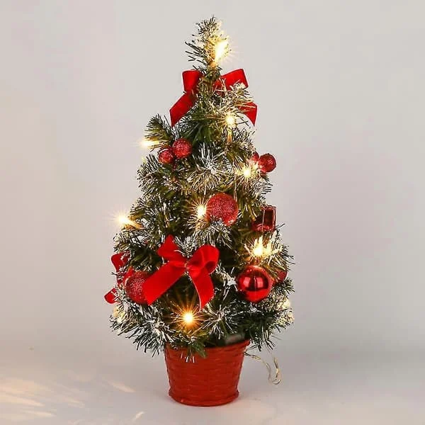 Lite Juletre med Lys, 40cm Forhåndsbelyst Juletre Batteridrevet For Jul Hjemme Skole Kontordekorasjoner