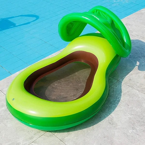 Avocado Pool Float med Tak för Barn, 119 cm x 77 cm Uppblåsbar Avocado Pool Float med Skugga, Vattenkul Stort Uppblåsbar Sommarstrand Bad Float