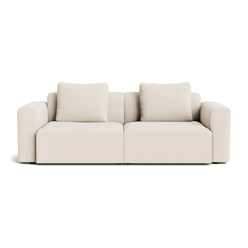 Como XL 2-personers sofa - Loop Creme - 224x100x83cm - Inkl. 2 ryghynder - Håndlavet komfort sofa til stuen - Slæng fødderne op med Como Puf