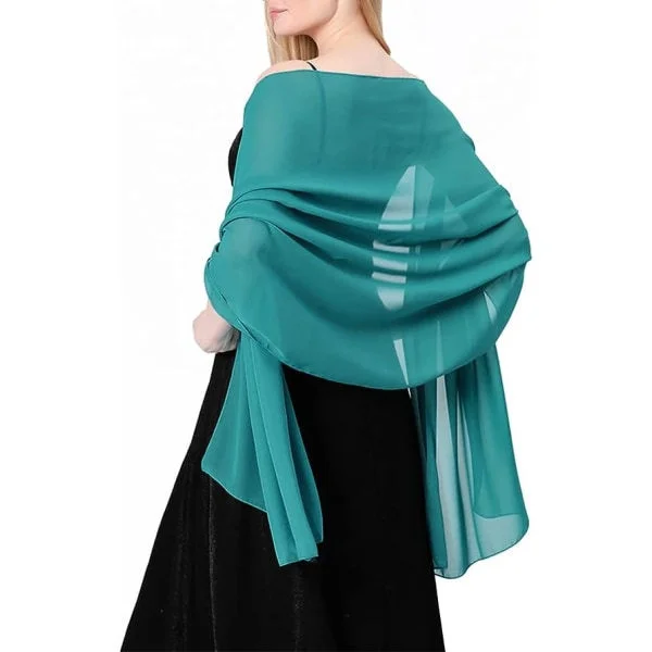 Gennemsigtige bløde chiffon tørklæder og omslag til kvinder fra Ladies, lette brudekjoler til festkjoler, tørklæde brud (smaragdgrøn)