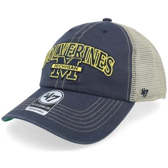 47 Brand - Michigan Wolverines Tuscaloosa 47 Clean Up Cap Vintage Navy Trucker Trucker Blue Cap - College @ Hatstore