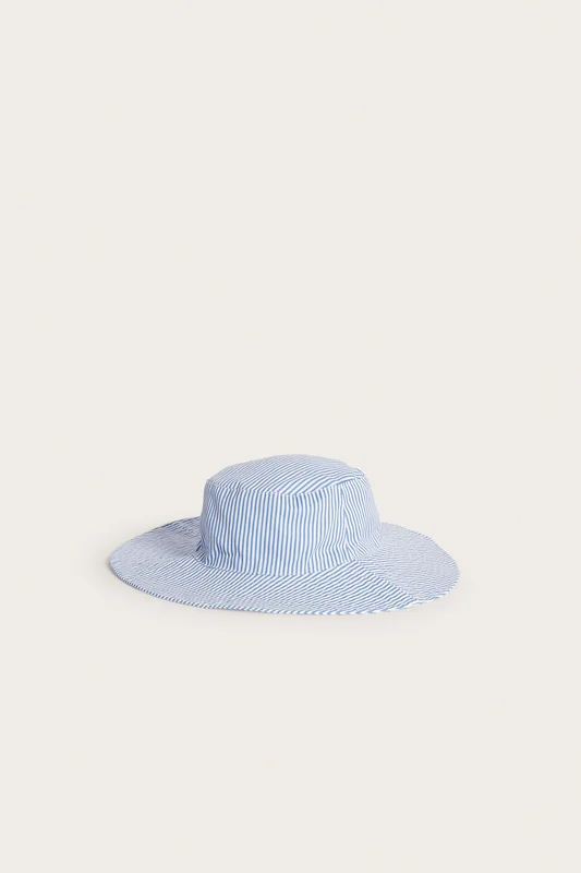 Kappahl | Kapelusz przeciwsłoneczny w paski, z bawełnianego twillu Offwhite 48/50 | Dziecko