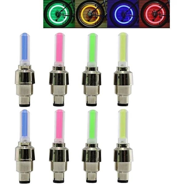 8 st LED-hjullampor för cykel, värdelocklampa vattentät cykelhjul neonlampa stötsäker däcklampa för bil, cykel, motorcykel, med batteri