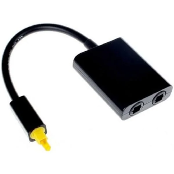 Dubbelport Digital Optisk Ljudsplitter Adapter Fiber Optisk Ljudkabel 1 in 2 ut Svart