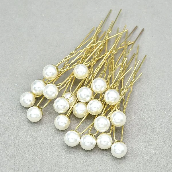 [RM]Pearl Hair Pins, U-shaped Pearl Hairpins for Women, Girls, Wedding, Prom, Hair Jewelry, Accessories, 20 Pieces in a Box