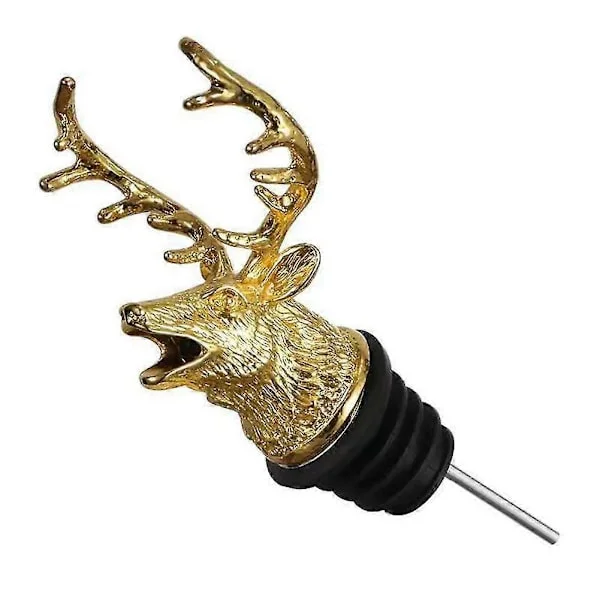 En Jägermeister flaskestopper, laget av sinklegering, med et hjortehodedesign, gull hjortehode.