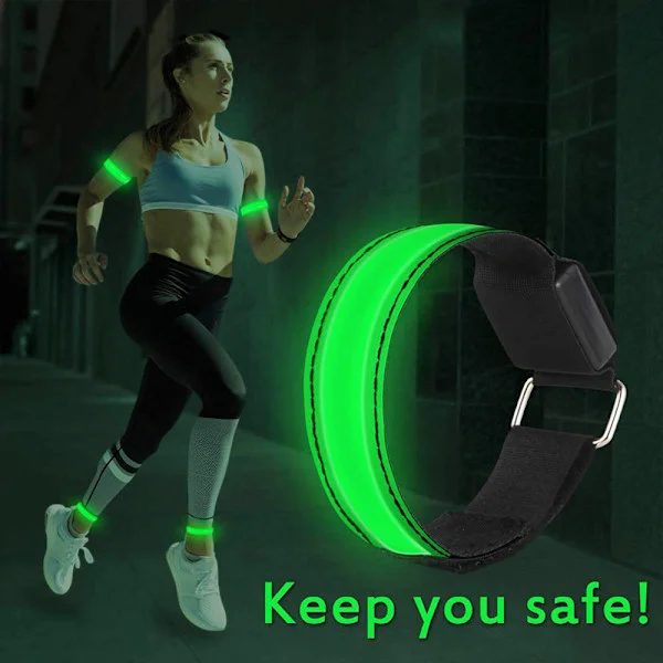 4-pack USB Rechargeable LED Armbands, LED Running Reflective Armbands, Adjustable Flashing Strip Safety LED Armbands