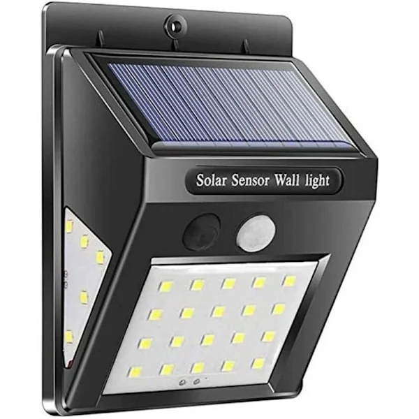Utendørs solar LED garasjelys, 1200 mAh, med PIR-sensor, 20 SMD 2835 COB LED-er, verandabelysning (FMY)