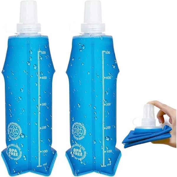 2-pack, MJUK FLASKA 500 ML, mjuk vattenflaska för vätskebälte