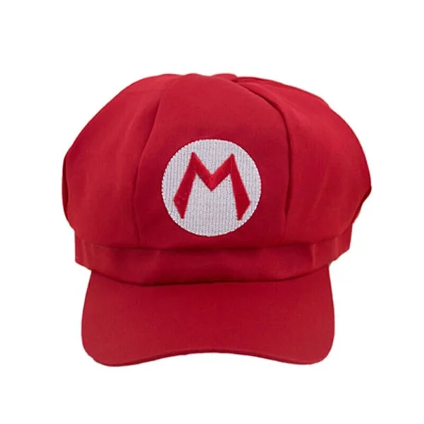 Super Mario Bros Luigi Hat Letter Printed Cosplay Costume Newsboy Cap Baseball Caps For Adults Waluigi Wario Odyssey Cap [dB} Red