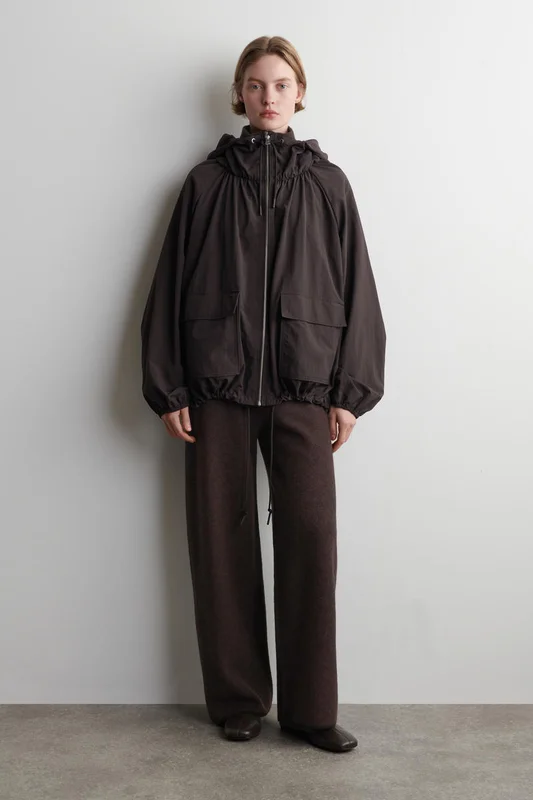 COS Women's Technical Hooded Parka Jacket in Brown