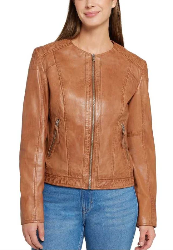 Saki Paula Jacket Skinnjackor Dam Brun 36
