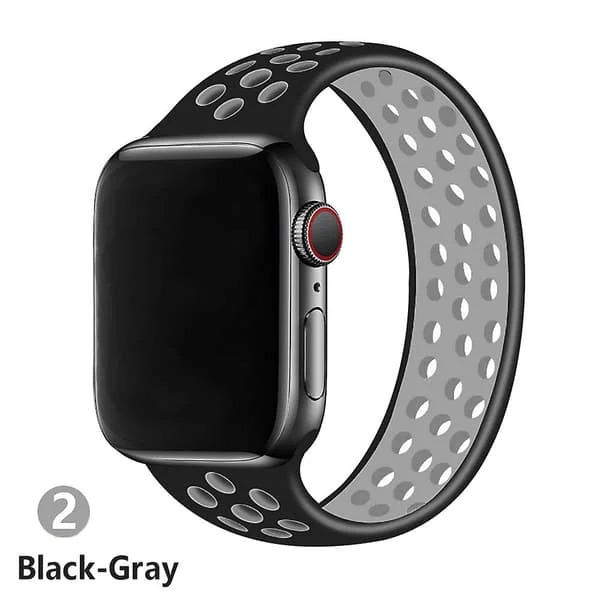 Solo silmukkahihna Apple Watch Ranneke 44mm 40mm 38mm 42mm Hengittävä silikoni Elastinen Vyö Rannekoru Rannekoru Iwatch Series 3 4 5 Se 6