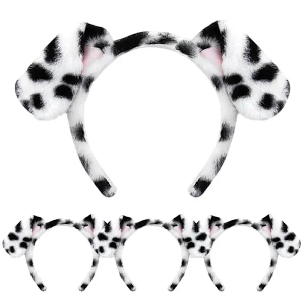 /NN/ Dalmatiner Hund Öron Pannband - 4-Pack Valp Öron Pannband Fluffigt Pannband Vuxen Barn Dalmatiner Kostym för Smink Tvätta Ansikte{f2}
