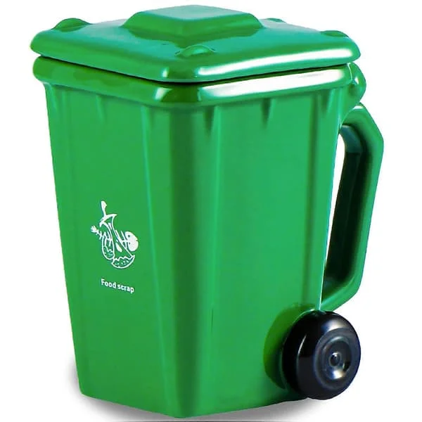 Hjulie Bin Ceramic Mug, Trash Can Cup, Funny Trash Can Mug, Recycling Mug, Trash Can Mug (Green)