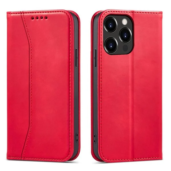 Magnet Fancy Case tapauksessa iPhone 14 Pro flip kansi lompakko jalusta punainen