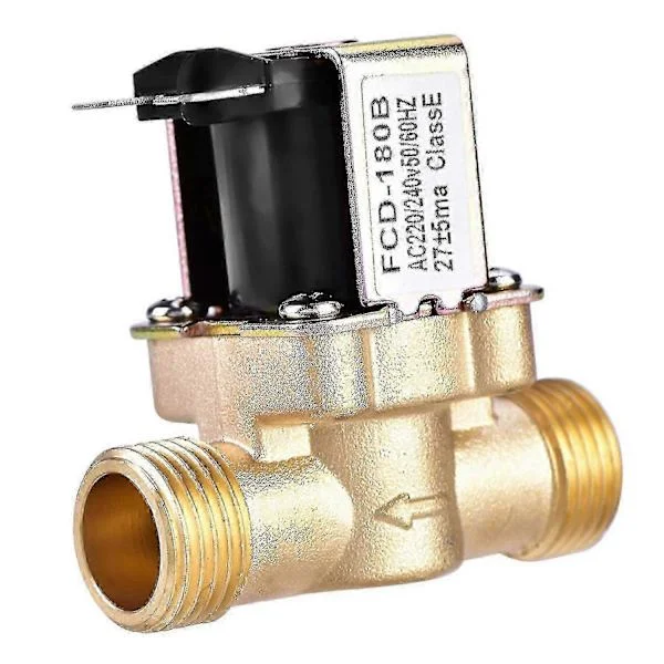 Elektrisk magnetventil til vand 1/2" 220V messing NC i europæisk spænding