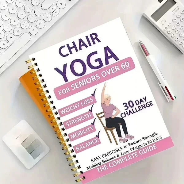 Chair Yoga for Seniors Over 60 Book and Diagrams, Chair Yoga for Weight Loss and Toning, 30-Day Challenge, Exercise Book for Seniors Over 60 (Pink)