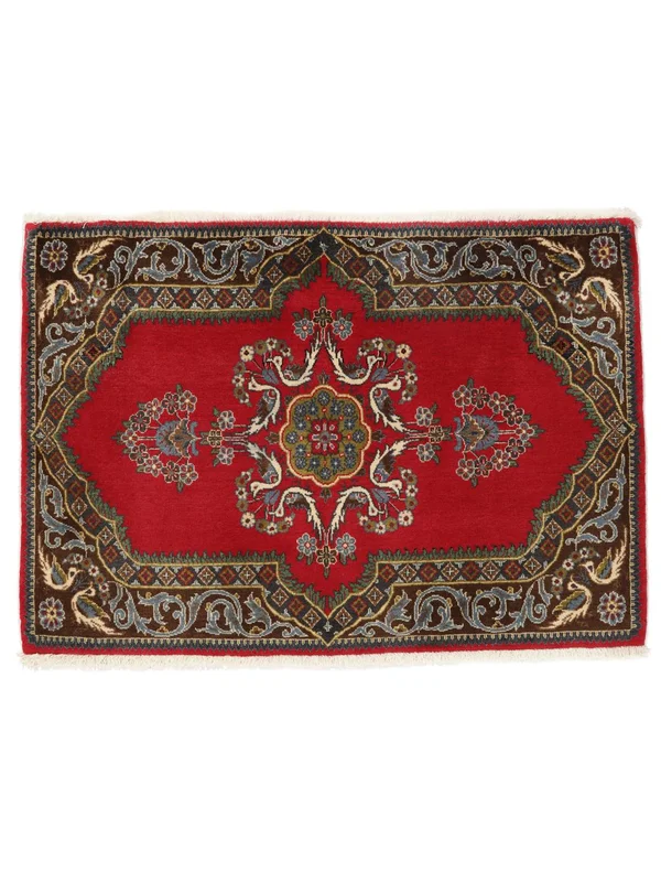Keshan Matta 66X98 Mörkröd/Svart Ull