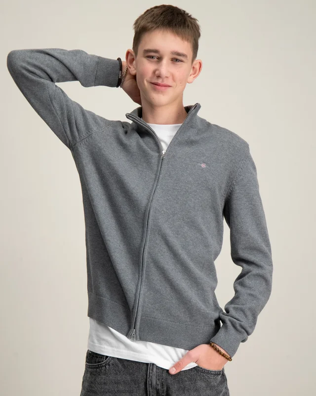 GANT CASUAL COTTON CARDIGAN Grå Trøjer Dreng - Kids Brand Store