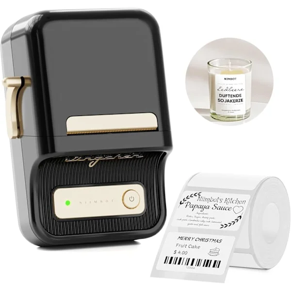 B21 Etikettmaskin, Mini Etikettprinter, Etikettbredde 20-50mm, Retro Bluetooth Etikettutskrift for kontororganisering