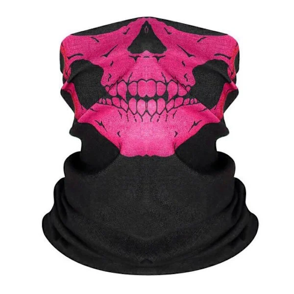Dödskallemask - Buff - Mörkrosa - Scarf - Bandana - Halsduk - Skidmask