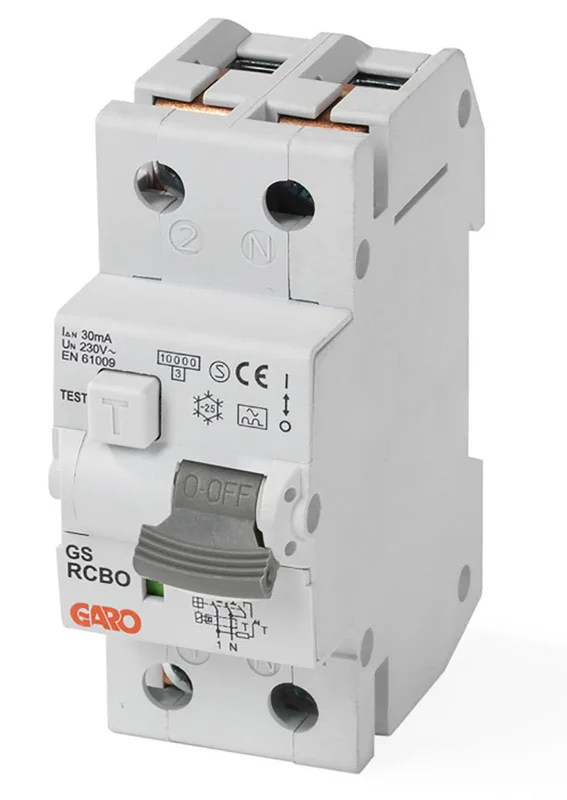 Garo RCBO GS C16A 2P Personskyddsautomat 2-polig, C-karakteristik 16A, Anslutningsdon & kablar