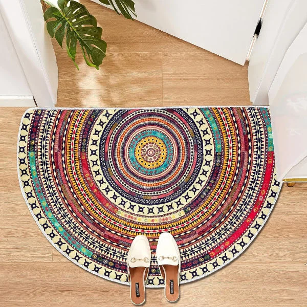 Boho Puoliympyrän Muotoinen Sisätilojen Eteismatto Ovimatot 36x24 Tuumaa Imukykyinen Liukueste Makuuhuoneen Eteinen Taka Ulkona Tervetuloa, Bohemia 