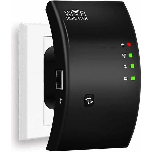 WiFi Repeater, Kraftfull WiFi-förstärkare, N300 WiFi Extender, WiFi Signalförstärkare, 1 Ethernet-port, Täcker upp till 200m2, Enkel att installera, 