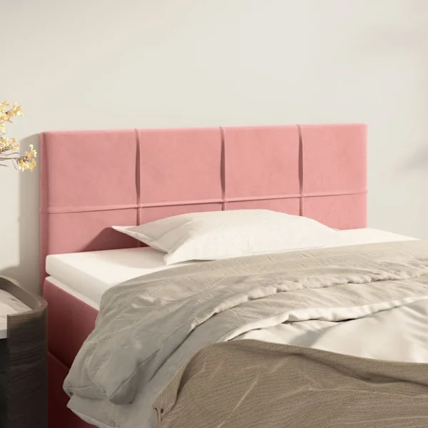 Sänggavel rosa 80x5x78/88 cm sammet