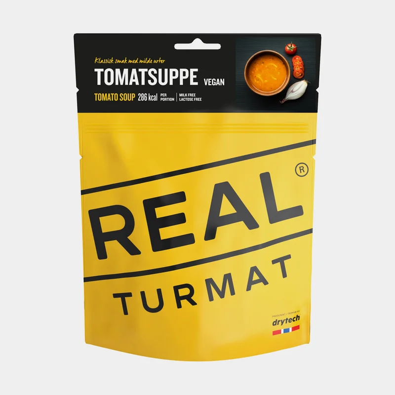 Comida liofilizada / comida para camping Real Turmat Tomato Soup / Sopa de tomate, vegana & vegetariana, paquete individual, 370 g