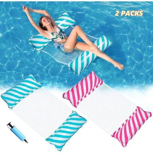 Floating Hammock 2-pack, 4-i-1 Inflatable Hammock Pool Inflatable Water Hammock, Collapsible Floating Hammock Ultralight, Sun Lounger f